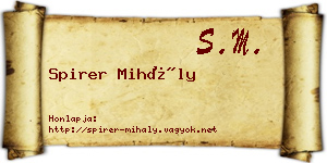 Spirer Mihály névjegykártya